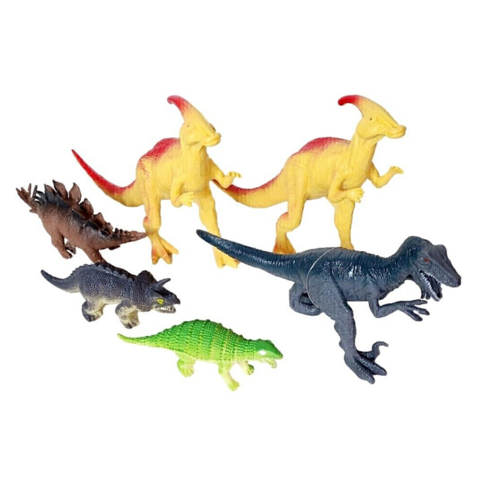 LOT Of 6 Assorted Plastic Toy Dinosaurs